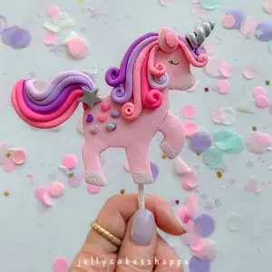 PINK RAINBOW UNICORN CAKE TOPPER