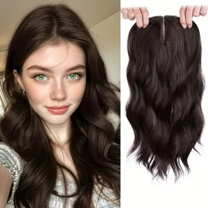 MOCA Short Curly Wavy Bob Wig with Bangs Synthetic 14 inch Large Base Topper for Thinning Hair Women,Length Hair Wig for Girls with Wig Cap  Fiber Replacement Wiglets For Girls Brown Black