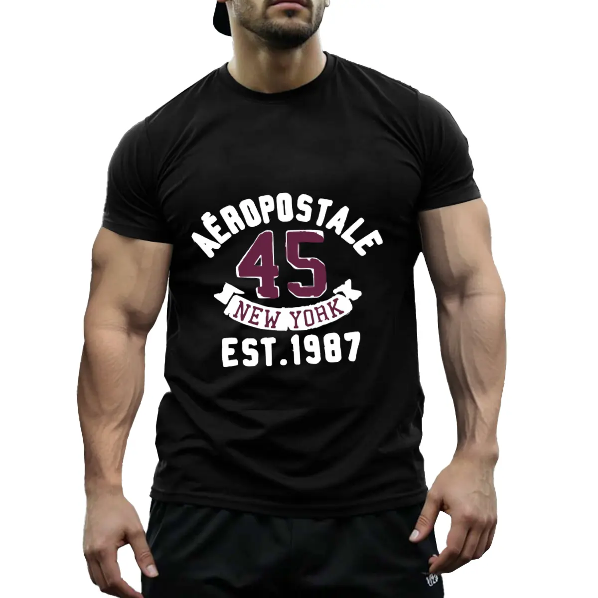 Aeropostale Men's Graphic Tee - 100 Cotton, Crew Neck, Short Sleeve, Regular Fit, Casual Boho Print, All-Season Wear, Non-Stretch Fabric, Sports Style for Adults & Teens