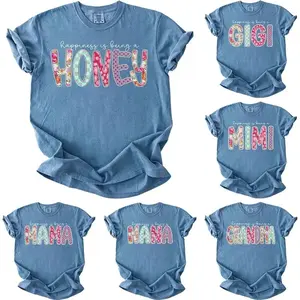 Custom Comfort Colors Grandma Shirt, Personalized Floral happiness is being a Mama T-Shirt, Grandparent Gift, Nana Honey Mimi Gigi Shirt, Blue Jean - TREND WEAR USA