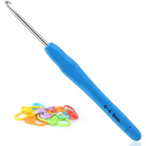 Professional Extra Long 4mm Crochet Hooks, Ergonomic Handle Set for Beginners and Experienced Lovers