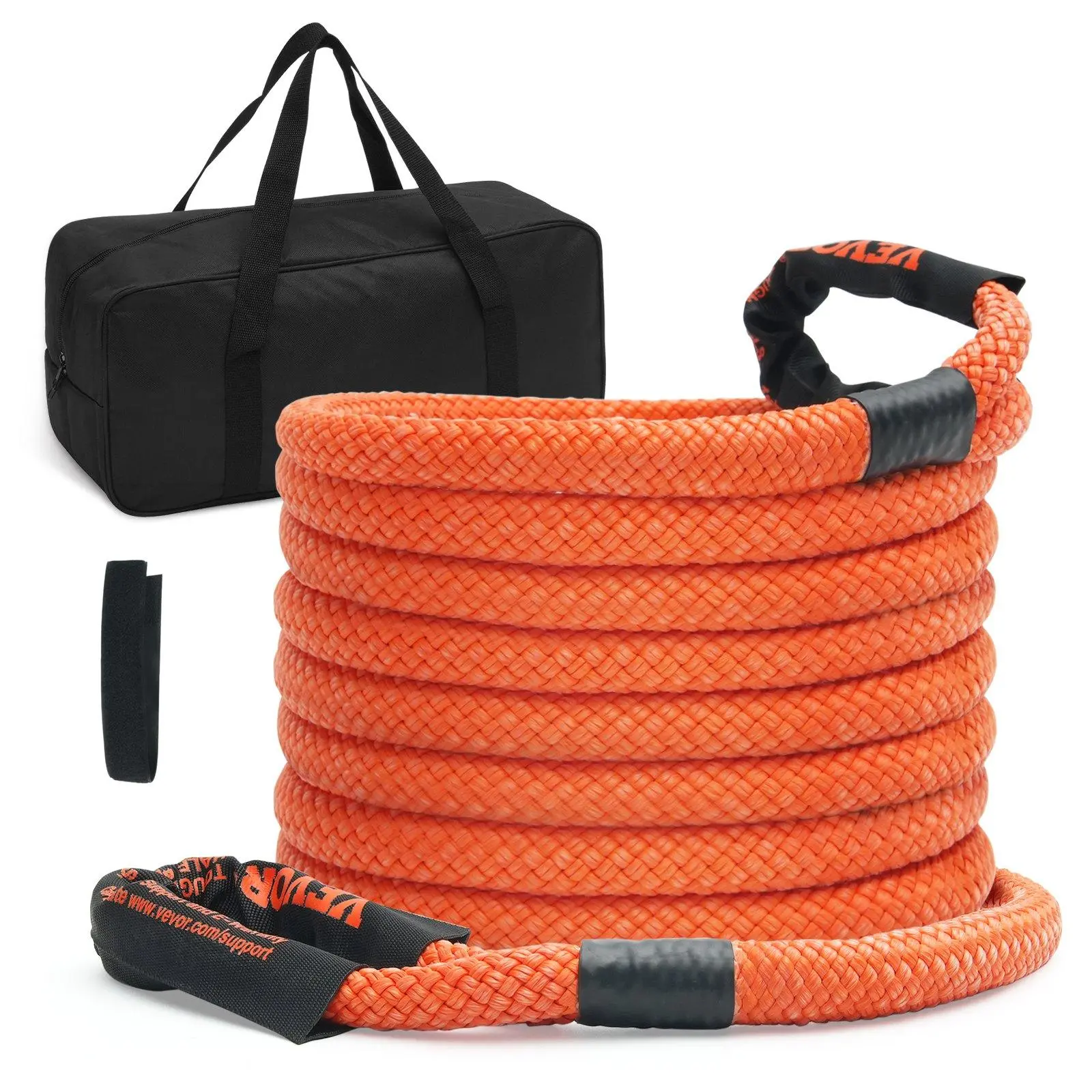 VEVOR 1" x 30' Kinetic Recovery Tow Strap, 38000 lbs Capacity, Heavy-Duty Off-Road Rope with 30% Elasticity, High Tenacity Hardware, Waterproof Coating for Jeep, Heavy Equipment, Adventurous Outings