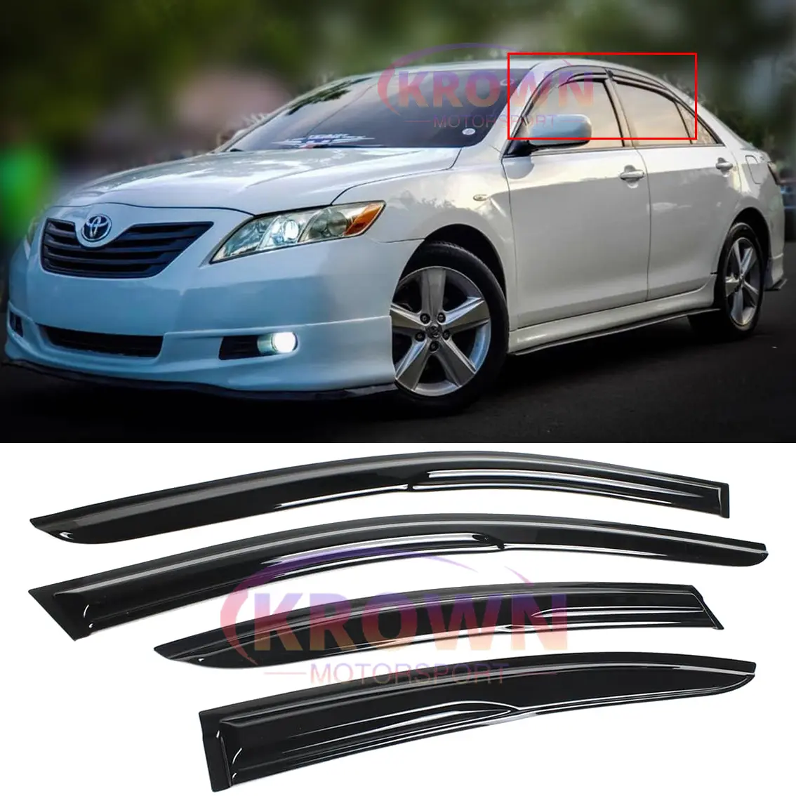 FITS 2007-2011 TOYOTA CAMRY JDM 3D WAVY MUGEN STYLE WINDOW VISOR RAIN GUARD VENT DEFLECTOR