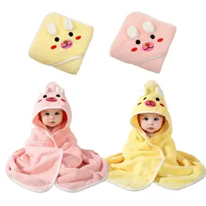 Baby Animal Ear Bathrobe, Ultra-Soft Absorbent Toddler Robe, Newborn Blanket Gift, Fun Cartoon Design, Unisex Baby Towel or Nap Mat