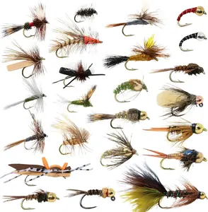 24  Fishing Flies Assortment for Trout | 2 Dozen  Fishing Flies Kit | Dry Flies, Nymph, Wet, Streamers, Wooly Bugger Flies | Trout Lure Set Kit