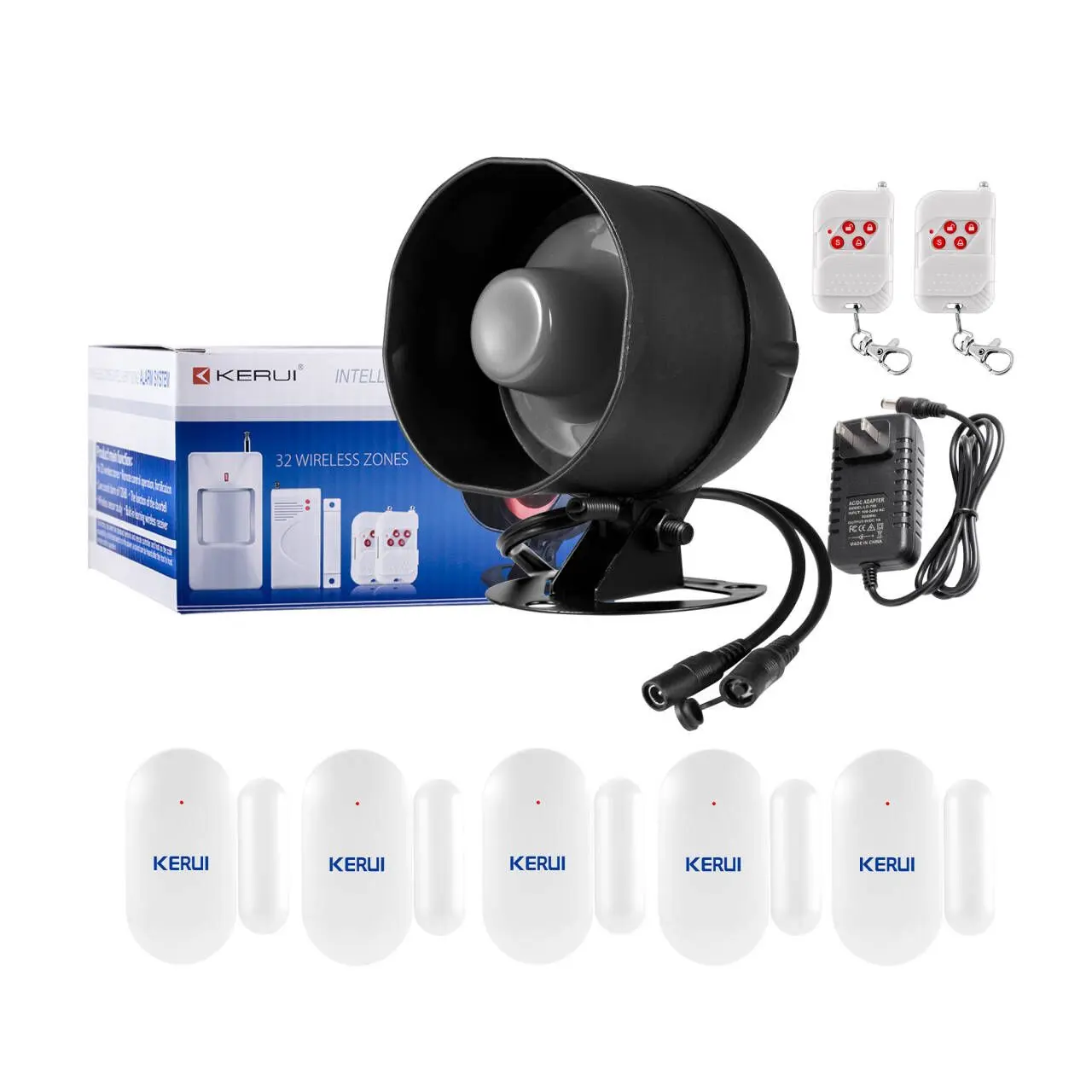 KERUI Works with uya WiFi Smart Home Security Alarm Kit, 120dB Loud Siren with Door Window Sensor & Remote Control, Works with Alexa & Google Assistant, 2.4GHz WiFi App Control, No Hub Required, DIY Burglar Alarm System