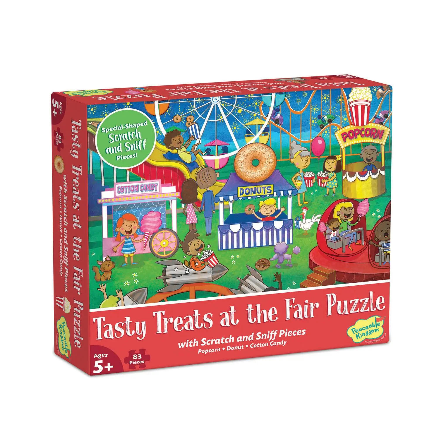Scratch and Sniff 83-Piece Puzzle - Fun County Fair Food Themed Interactive Kids' Toy for Ages 5+ with Puzzle Pieces