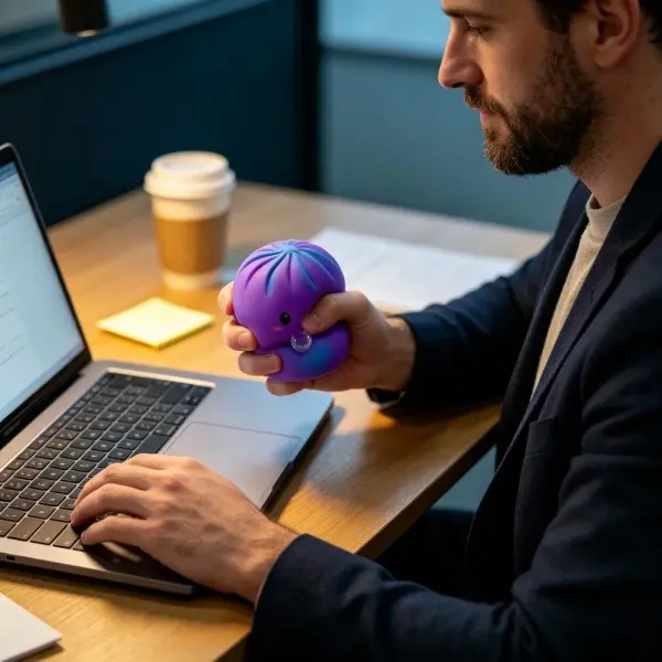 Purple Bubble Blowing Slow Rising Squishy Bun Stress Relief Toy (1 Pack, 10×10×6cm) - Unisex Winking Face Fake Food Baozi, Bubble Popping Funny Prank Venting Squeeze Toy for Ages 12+, Office