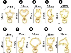 30Pcs Special Shaped Buckles & Keychain Accessories Heart Key Rings Lobster Clasps Connecting Clips DIY Craft Supplies Small Gift Pendants Sturdy Metal Material
