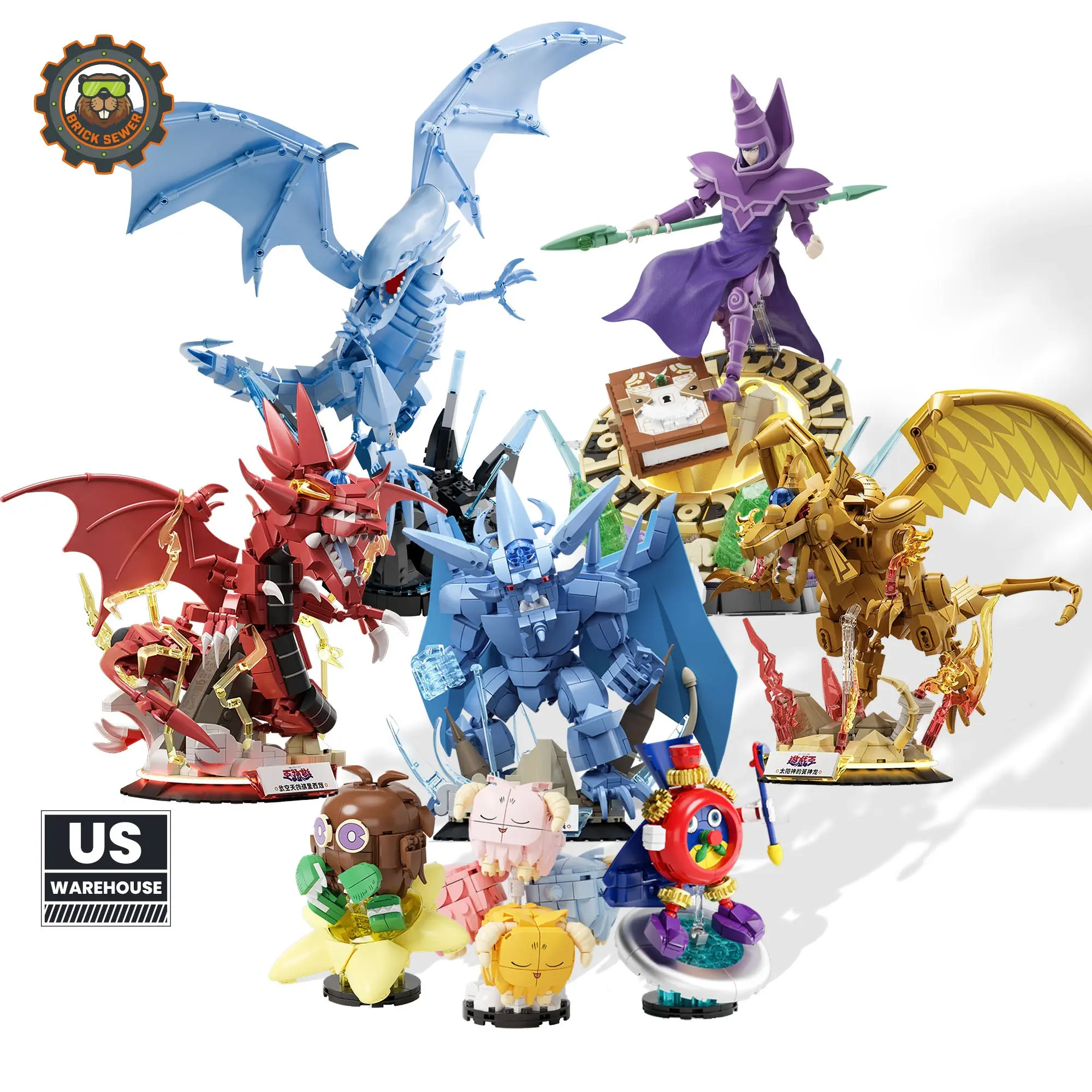 AreaX Yu-Gi-Oh! Ultimate Collector Interlocking Block Buildable Set - ~4,600 Pcs ABS Plastic, Dark Magician, Blue-Eyes, Egyptian Gods, Kuriboh Figures, TCG Anime Art Toys, Led Lights, Damage Support, Gift-Grade Milestone Purchase for Adults