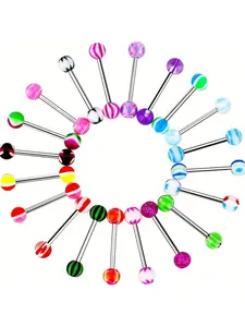 Stainless Steel Tongue Barbell Set, Body Piercing Kit, 15/45/90pcs, Unisex Design, Assorted Colors, Durable Material, Ideal for Daily Use, Body Piercing Jewelry, Body Jewellery