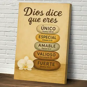 1 Piece Spanish Bible Verse Wall Art Belt Wooden Frame-Christian Scripture Print, Contains 8 Chapters Spanish Bible (Psalm 23, Romans 5:8, Matthew 11:28) and "Es Mi Salvador"-Decoration Cloth for Home and Church, Home Wall Decoration, Modern Home Decor