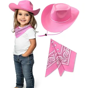 Toddler Cowboy Hat and Bandana, Cowgirl Costume Set for Boys and Girls