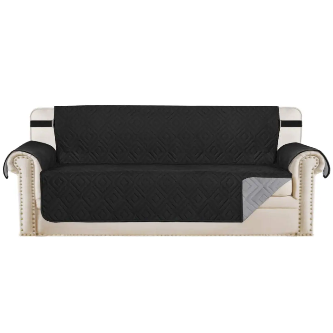 PrimeBeau Reversible Sofa & Oversize Sofa Cover Furniture Protector Anti-Slip Water Resistant 2 Inch Wide Elastic Straps Couch Covers