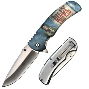 PK 1536-BK 4.5" Metal Handle Billy The Kid Assist-Open Folding Knife Folding Knife for Outdoor, Utility, EDC, Camping, and Every Day Carry, Gifts for Men