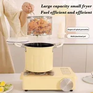 【Upgraded version】3L/5L multifunctional small deep frying pan for home use with filtering mesh, compact design, oil-saving, solid handle, one pot for frying and baking Countertop Deep Fryer Deep Fryer Pot