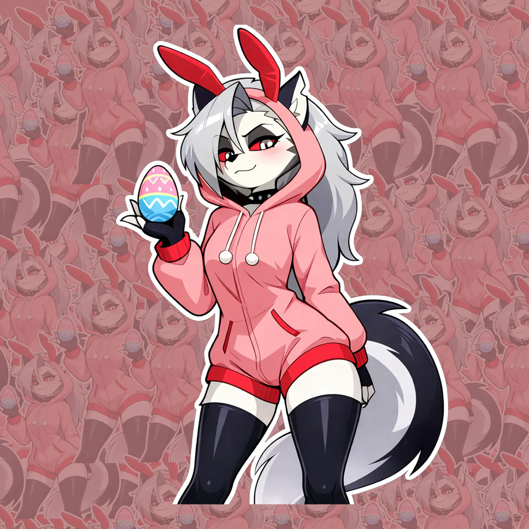 Loona Easter Bunny Anime Wolf Girl Sticker Cute Furry Vinyl Decal Waterproof Laptop Water Bottle Gamer Aesthetic