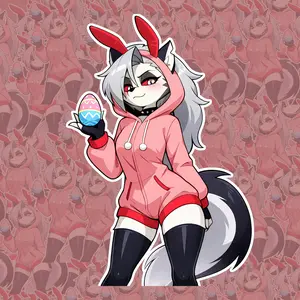 Loona Easter Bunny Anime Wolf Girl Sticker Cute Furry Vinyl Decal Waterproof Laptop Water Bottle Gamer Aesthetic