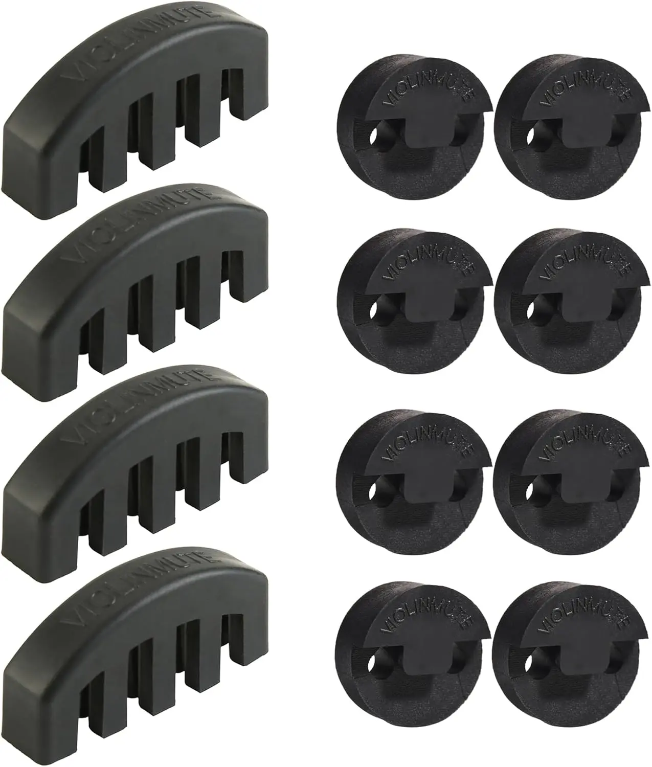Violin Mute, 12 count Rubber Violin Practice Mute Set for Violin and Small Viola, 4/4 Full Size Rubber Violin Silencer included 4 count Claw Style and 8 count Round Tourte Style, Black