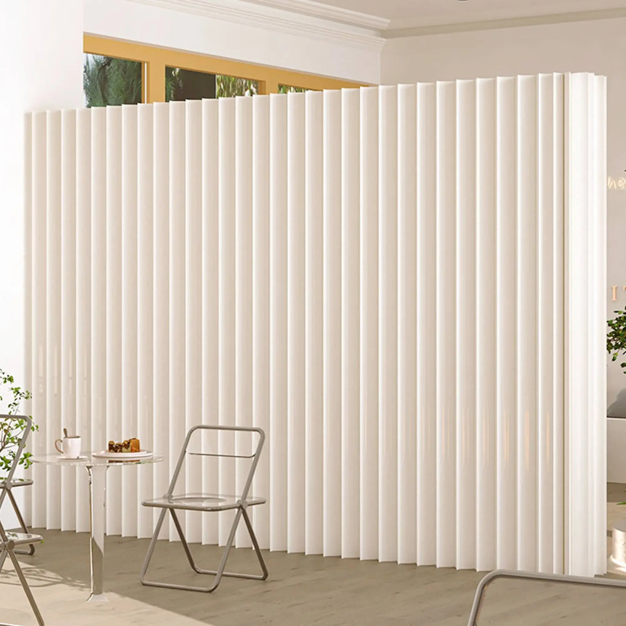 Foldable room divider screen crafted from kraft paper, offering versatile placement for offices, living rooms, and beauty salons
