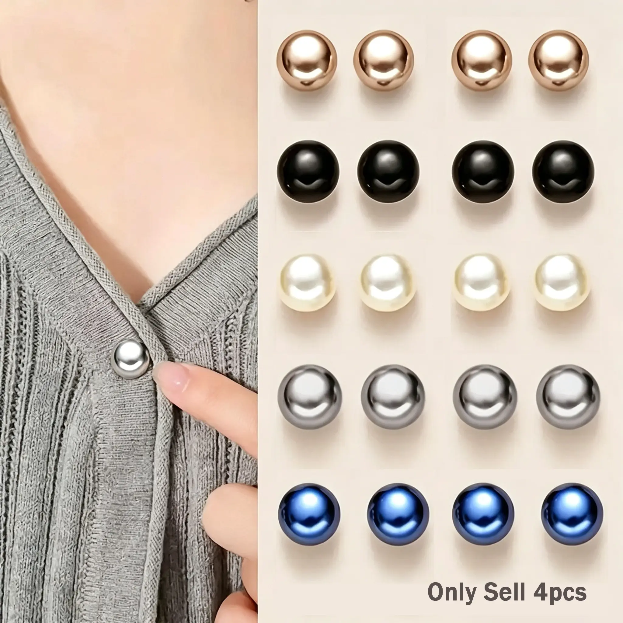 Pearl Finish Plastic Snap Buttons, Button Fastening, Seamless Adjustable Design Ball Decorative Fasteners, Durable Easy Installation and Use for Shirts Dresses Jackets Coats, Versatile Use, Elegant Buttons