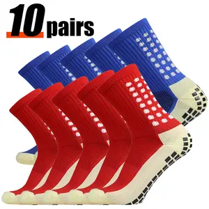Lpxpass 3/6/10 Pairs Soccer Socks with Breathable Cushioned Comfort and Non-Slip Silicone Grips for Outdoor Sports, Football Matches, and Training