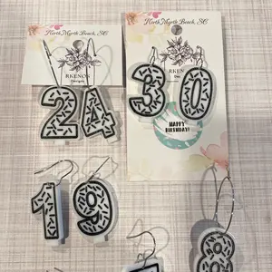 Black and White Birthday Candle Earrings - Acrylic Earrings with Playful Design, 1.2” Height, Unisex, Lightweight & Durable