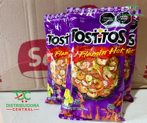 Sabritas Tostitos Xtra Flamin Hot pack - Spicy Chips - 62 Grams Per Bag - Mexican Snack - Crispy
