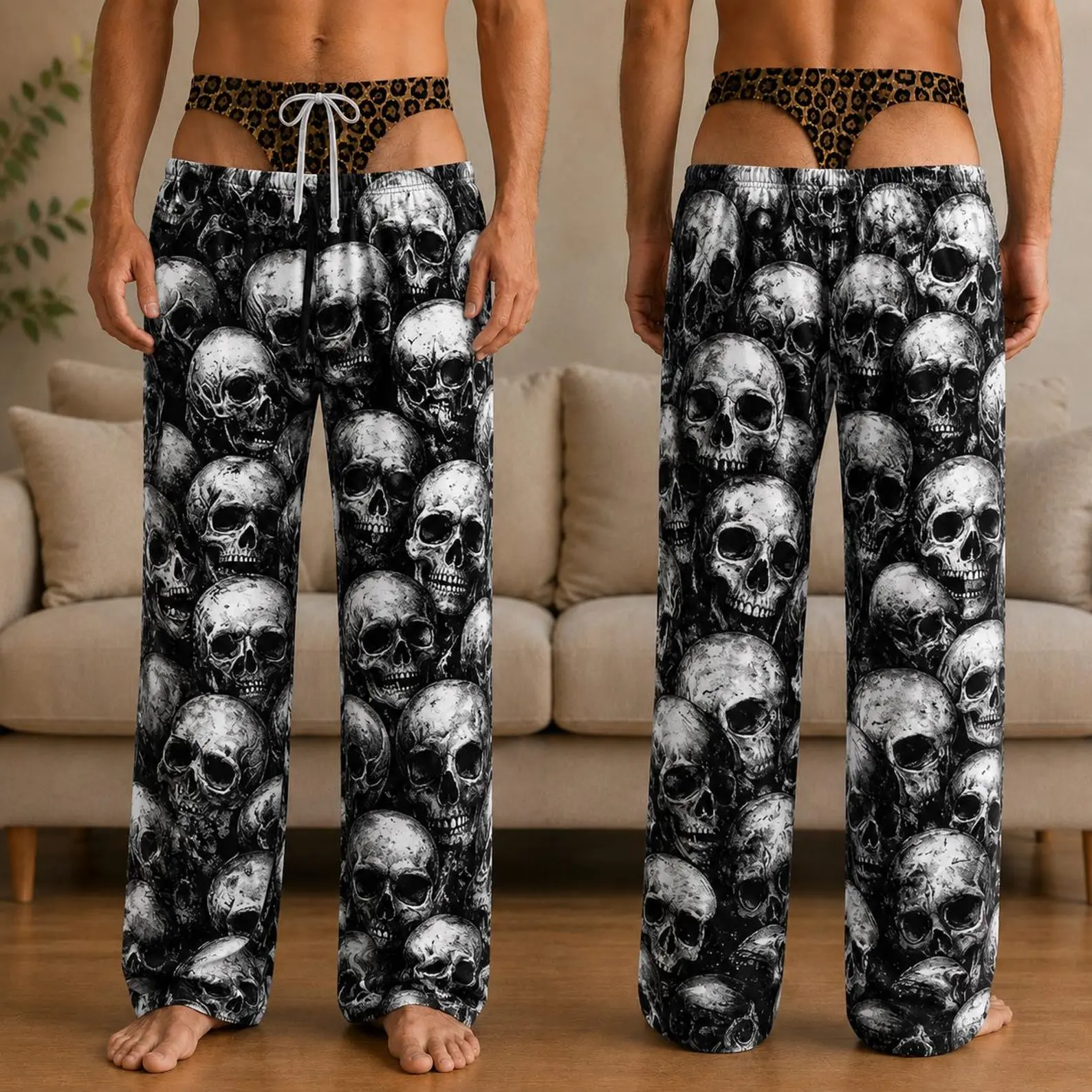 Mens Pajama Pants Funny Pajama Pants Fake Underwear Print Halloween Pants Novelty Halloween Gag Gift Party Outfit for Him