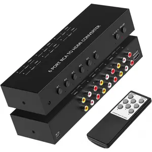 2 Port RCA to HDMI Converter, Dual AV to HDMI Converter Supports 16:9/4:3 Composite to HD MI Adapter Support 1080P PAL/NTSC Compatible with Sega/Xbox/PS1/PS2/PS3/WII/N64/VHS, VCRs, and DVD Players