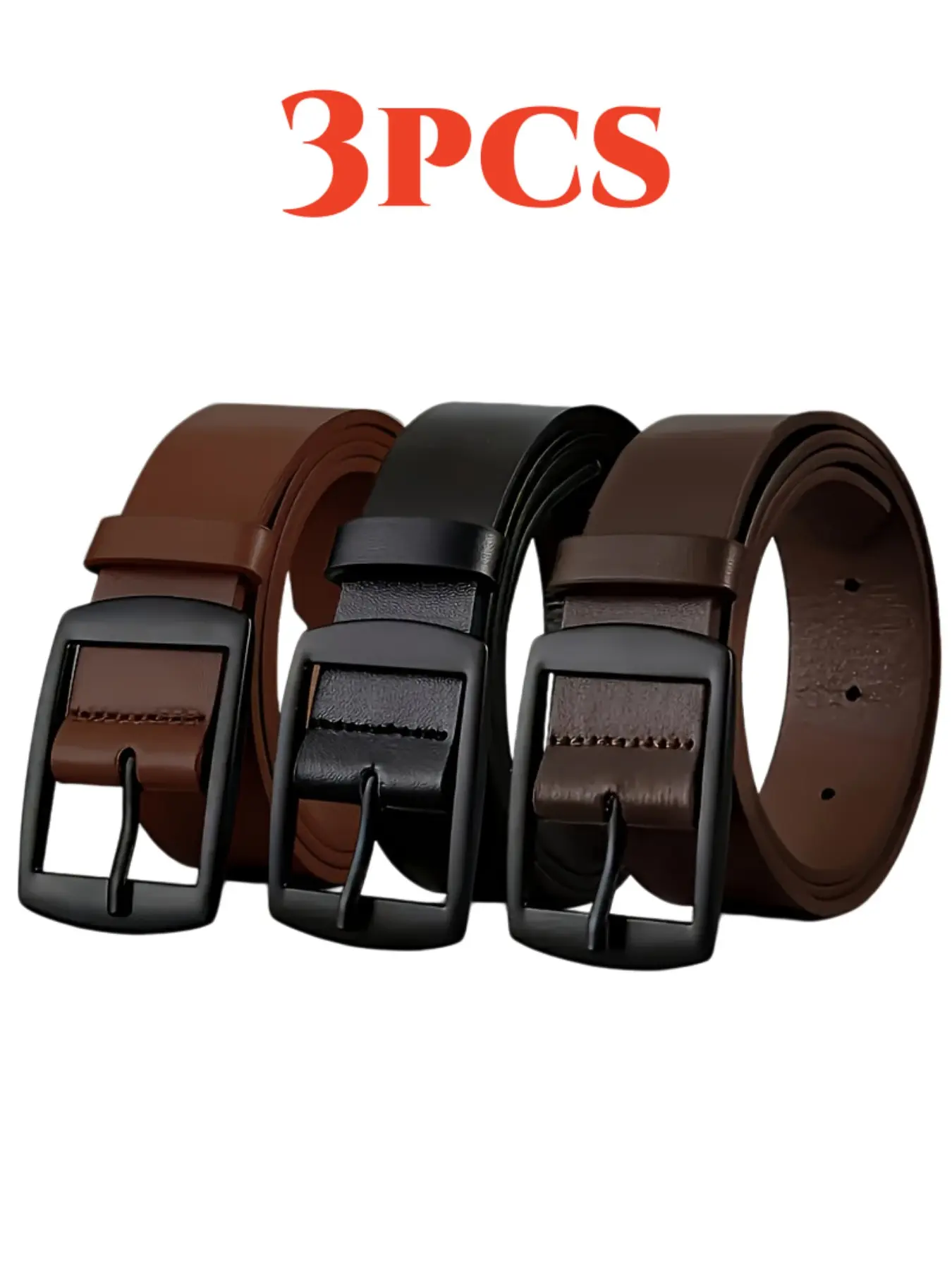 Men's Fashion Belt Set, Designer Casual Denim Belts, High-Quality Synthetic Leather, 3 Color Options, Adjustable Belt, Ideal for Daily Training, Outdoor Sports, Pu Leather Belts