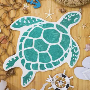 Sea Turtle Bathroom Rug Beach Mats Rugs No Silp Turquoise Turtle Washable Cover Floor Rug Tropics Summer Ocean Theme Bathroom Mat for Door Living Room Bedroom Shower