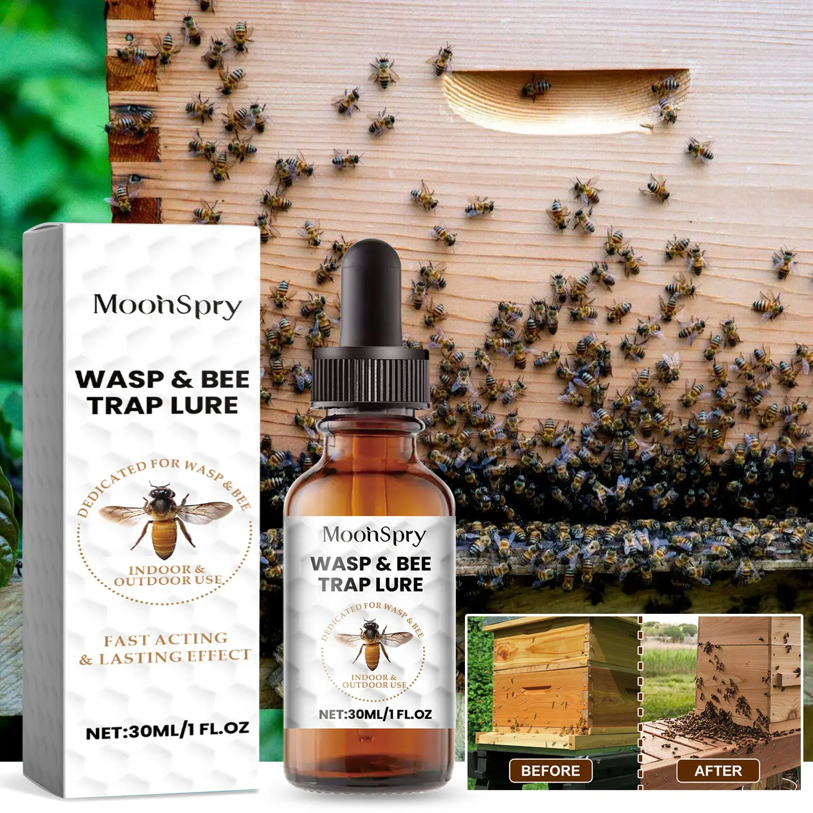 Moonspry Bee Attractant, Bee Luring Agent for Agricultural, Outdoor, Garden, and Beekeeping Use, Bee Luring Essence