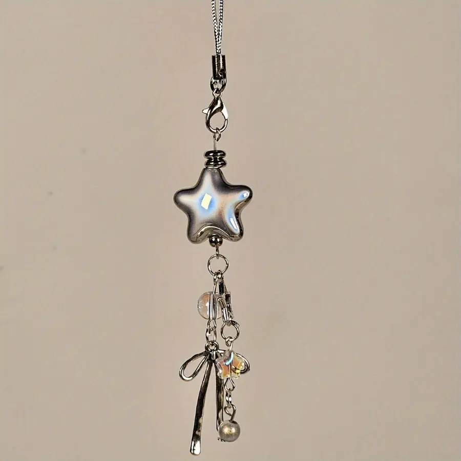 1 silver star mobile phone case chain, star pendant hanging chain, mobile phone hanging chain, wrist strap, personalized pendant, mobile phone pendant, Cell Phone Charm, Phone Chains, Phone Accessories