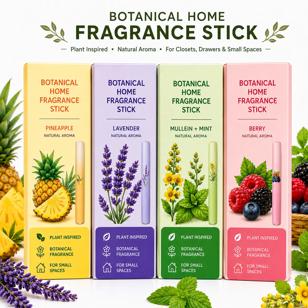 Portable Home Fragrance Aroma Stick for Small Spaces, Botanical-Inspired Ambient Fragrance, Multiple Scent Options for Home and Office