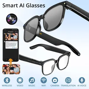 Turbosun Smart Glasses M02S 8MP HD Camera First Person View Video Recording AI Audio Open Ear BT Music Sunglasses Dual Mic Noise Reduction IP65 Waterproof Real-time Translation Voice Assistant Wearable