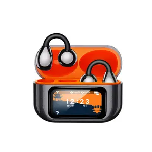 Open Ear Earbuds Clip-on Bluetooth 6.0 Headphones, Waterproof Wireless Sports Earbuds,The Charging case Features a Display Touch Screen, Long-Lasting Battery Life for Workouts and Running，AI 156+ language - No subscription required