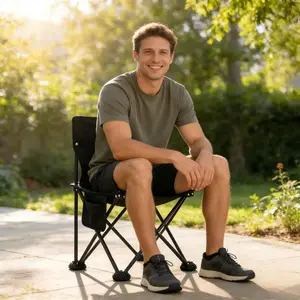 Collapsible Folding Chair - Lightweight Metal Frame, Compact Fold, Side Pocket Unisex Outdoor Seating for Hiking, Camping | Home & Party Supplies Camping Equipment