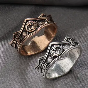 Targaryen Dragon House Crown Ring Cosplay Valyrian Three Head Dragon Alloy Metal Vintage Rings Jewelry Accessories