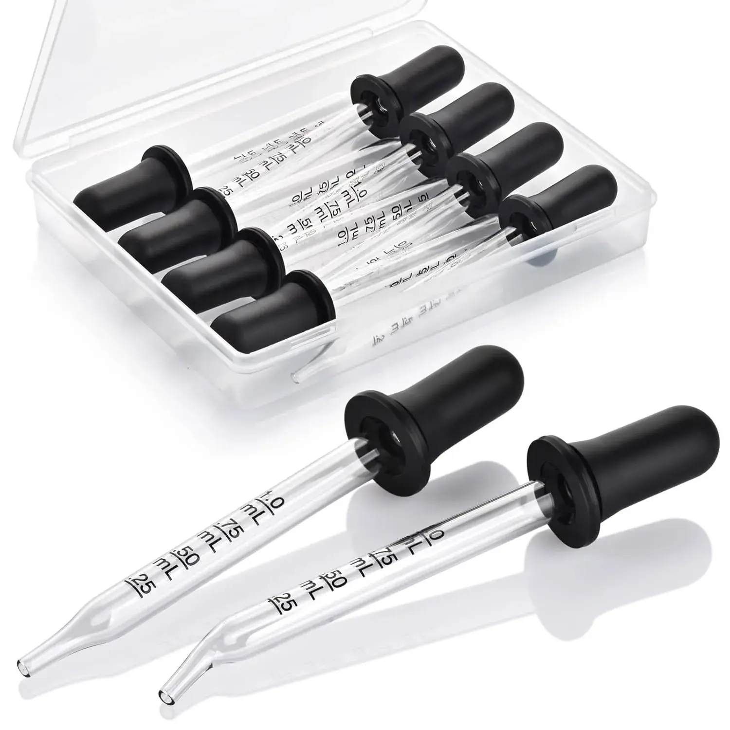 Glass Pipette Dropper, Ear and Eye Dropper Bent & Straight Tips, 1 ml Droppers for Essential Oils, Lab, Crafts, Measuring and Transferring a Variety of Liquids