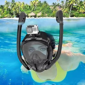 Full Face Snorkel Mask, 180 Degree Panoramic HD Field Of View Snorkel Mask, Leak Proof Dry Upper Design Snorkeling Mask, Perfect for Underwater Adventures, Goggles Mask