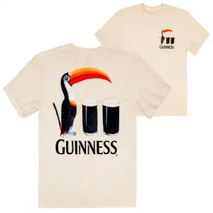 Guinness Toucan Two Pints Mineral Wash Front and Back Print T-Shirt