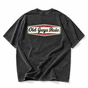 Vintage Washed Old Guys Rule Graphic Tee – Oversized Retro Dad Shirt, DTG Printed 90s Vintage Tees, Funny Graphic Tee Men Summer Streetwear humorous tshirt men