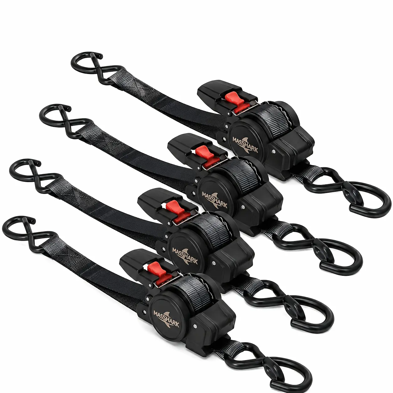 4pcs Retractable Ratchet Straps, 2pcs 12 Feet Heavy Duty Auto Self Retracting Tie Down Straps - Cargo Straps For Truck, Cargo Trailer, Motorcycle, Moving, Appliances
