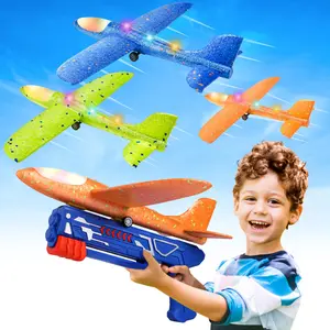 Airplane Launcher Toy With 3 Stickers - Interactive Flying Game, 2 Flight Modes, Durable PP Material, Easy Assembly - Ideal For Outdoor Play, Halloween, Christmas, Birthday Gifts For Ages 3-12