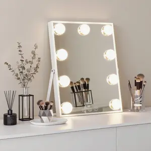 INMTFEI Hollywood Vanity Mirror with 9 LED Bulbs, 3 Color Modes Dimmable Lighted Makeup Mirror with Touch Control