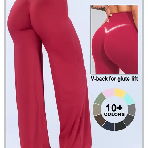 DEEFY Sav Wide Leg Pants Mid Waisted Flare Yoga Pants for Women Tummy Control Butt Lifting Stretchy Workout Gym Lounge Pants