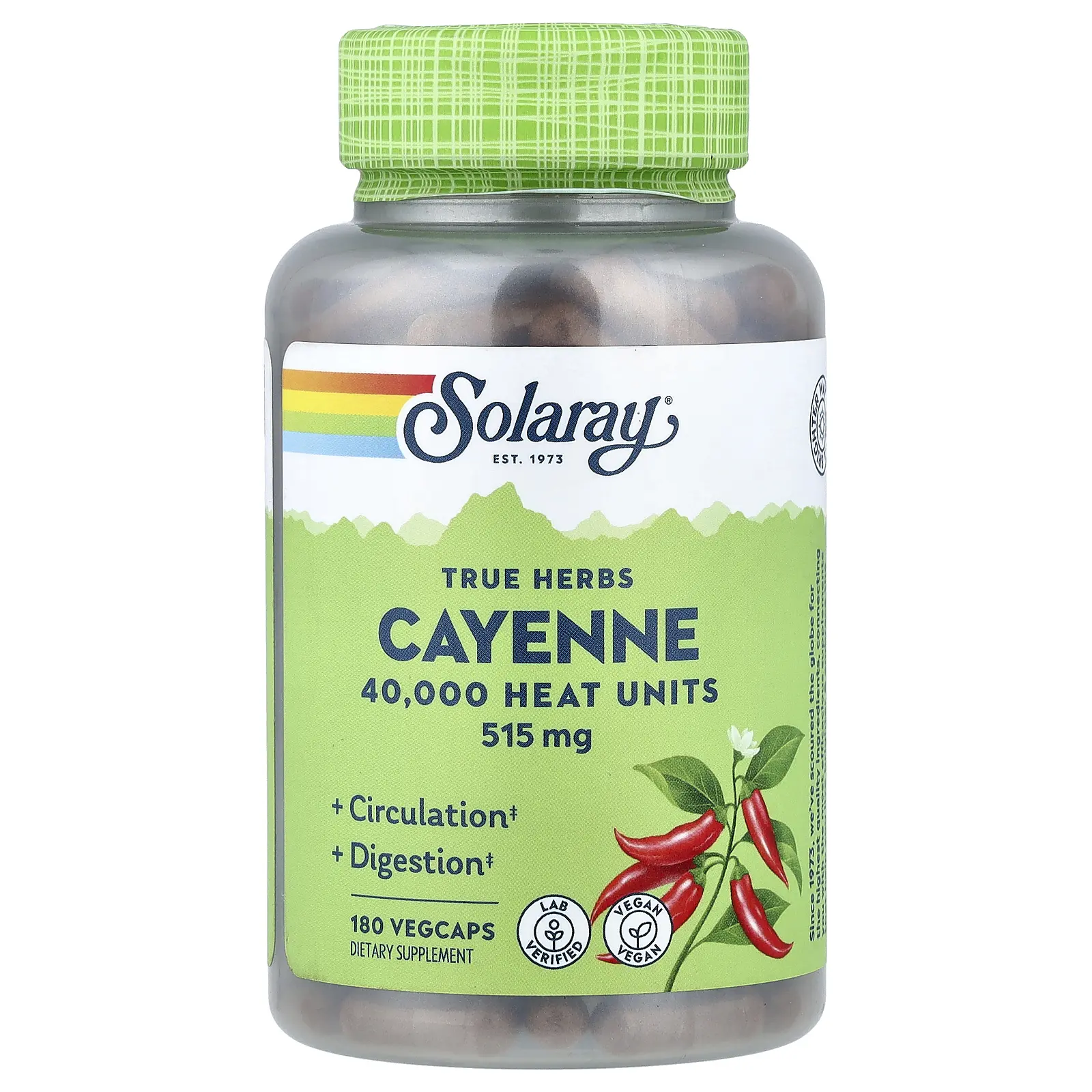 Solaray True Herbs, Cayenne, 515 mg, 180 VegCaps