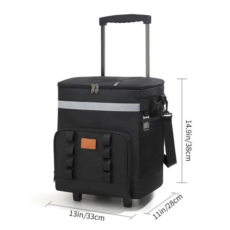 Leakproof Insulated Soft Cooler Bag Ice Chest with Wheels Portable Wheeled Cooler, Collapsible Insulated Cooler Bag ,Fashion Insulated Rolling Coolers Bag with Retractable Handle Wheel for Outdoor Activity Picnics Camping