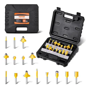 Father's Day Gift VEVOR Router Bits Set 15 Pieces Carbide Router Bit 1/4 Inch Shank Carrying Case